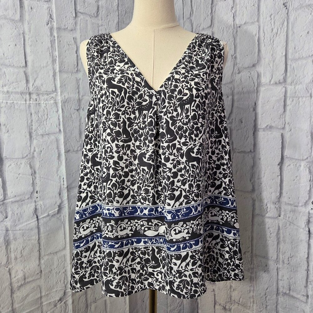 Loft Outlet Medium Multi Color Animal Pattern Sleeveless V Neck Polyester Blouse